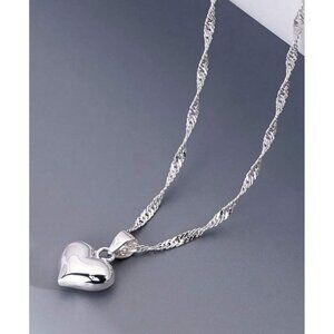 925 Sterling Silver Heart Pendant Necklace With Twisted Chain For Women